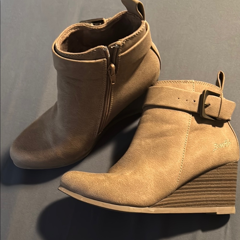 Tan Wedge Ankle Boots